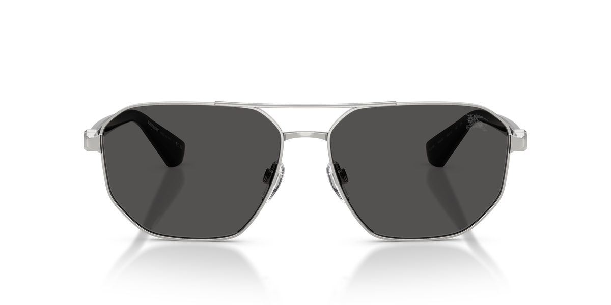 Burberry BE3166 Sunglasses in 100587 Silver / Dark Grey lens, front view
