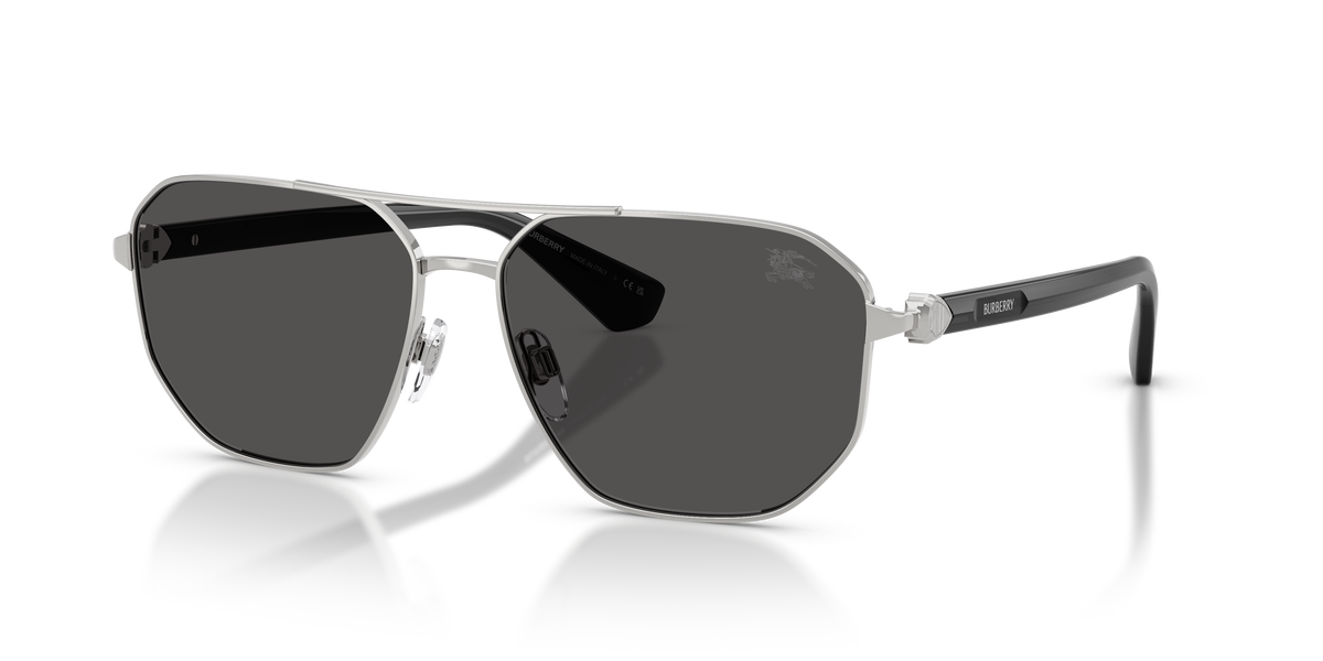 Burberry BE3166 Sunglasses in 100587 Silver / Dark Grey lens