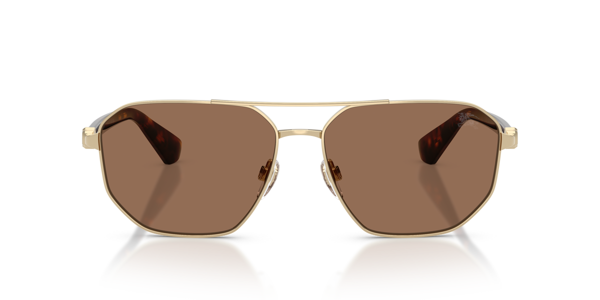Burberry BE3166 Sunglasses in 110973 Light Gold / Dark Brown lens, front view