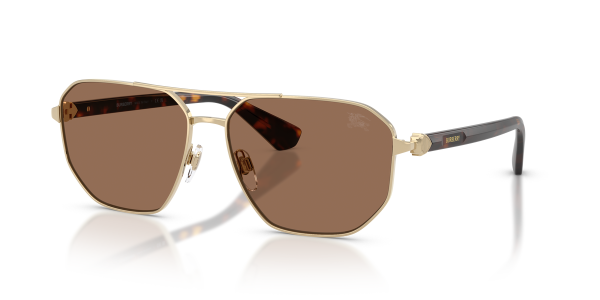 Burberry BE3166 Sunglasses in 110973 Light Gold / Dark Brown lens