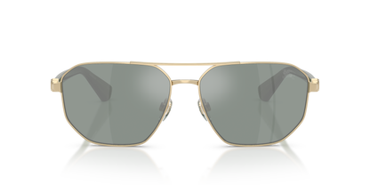 Burberry BE3166 Sunglasses in 110982 Light Gold / Petrol Green Mirror Silver lens, front view