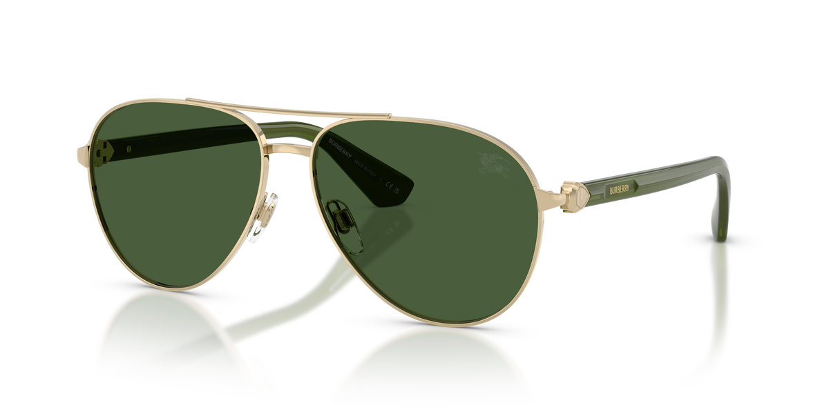 Burberry BE3167 Sunglasses in 110971 Light Gold / Dark Green lens