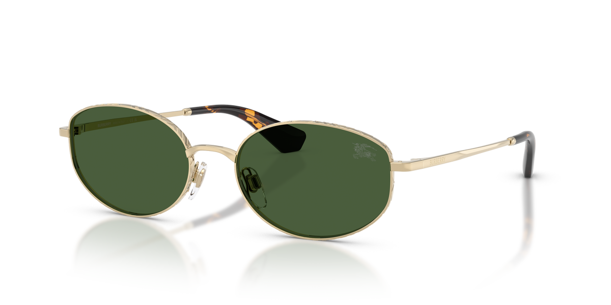 Burberry BE3169 Sunglasses in 110971 Light Gold / Dark Green lens
