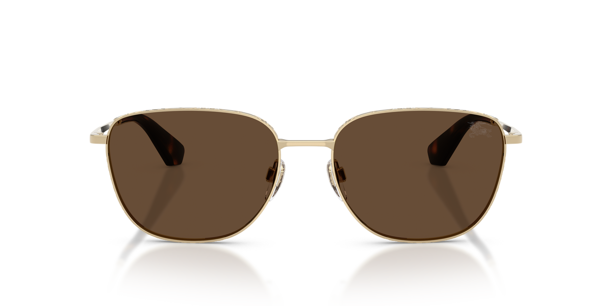 Burberry BE3171 Sunglasses in 110973 Light Gold / Dark Brown lens, front view