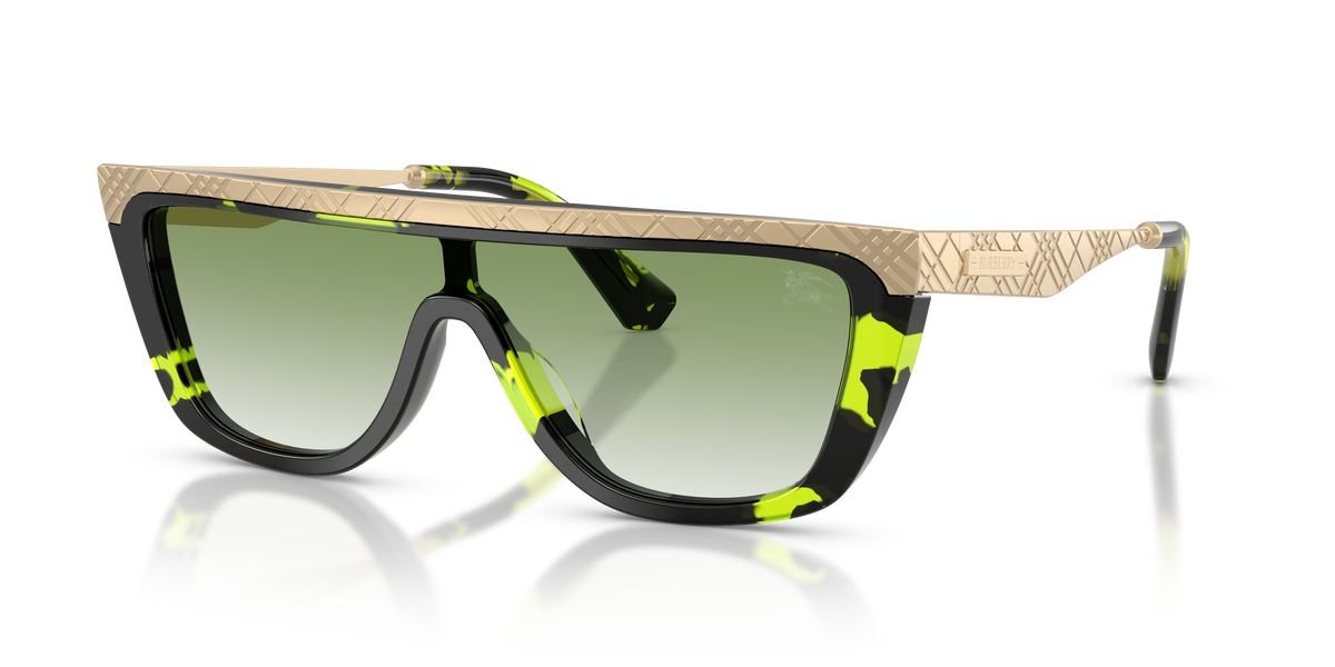 Burberry BE3174 Sunglasses in 13598E Green Havana / Clear Gradient Green lens