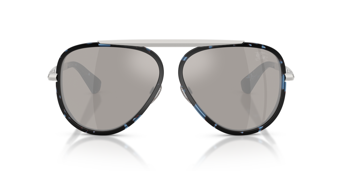 Burberry BE3176 Sunglasses in 10056G Blue Havana / Light Grey Mirror Silver lens, front view