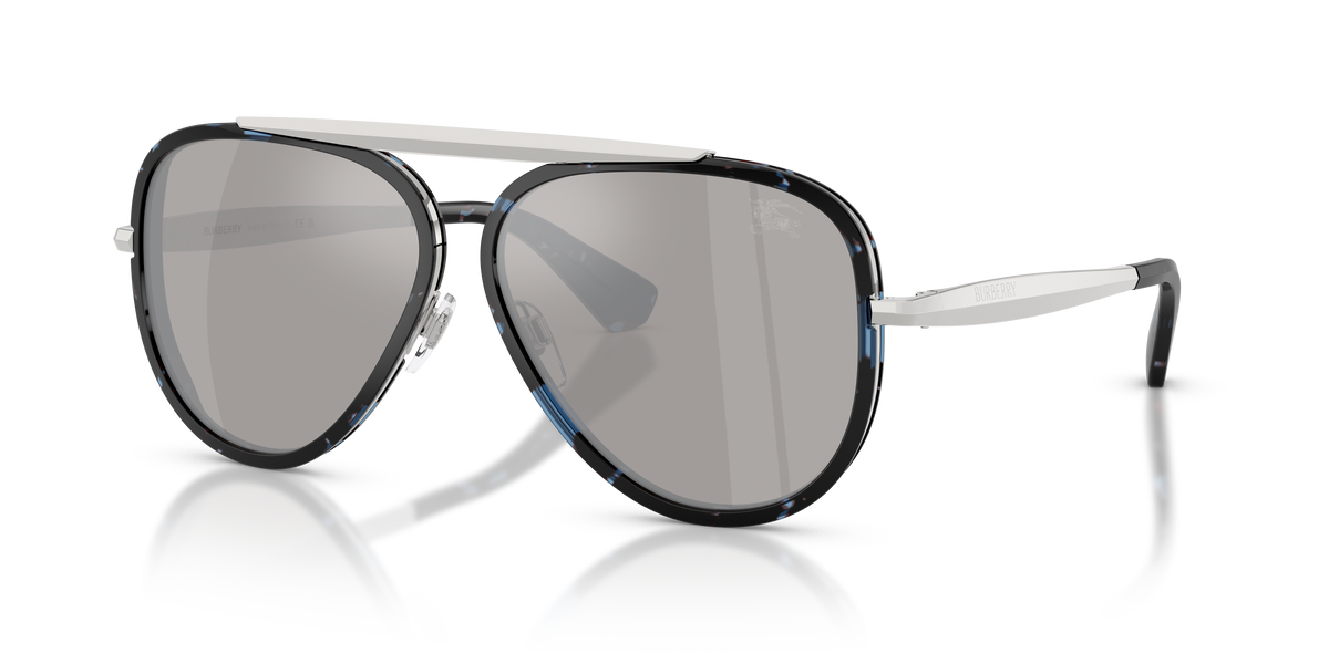 Burberry BE3176 Sunglasses in 10056G Blue Havana / Light Grey Mirror Silver lens