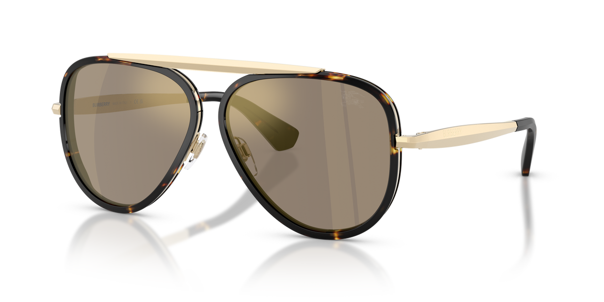 Burberry BE3176 Sunglasses in 11095A Yellow Havana / Light Brown Mirror Gold lens