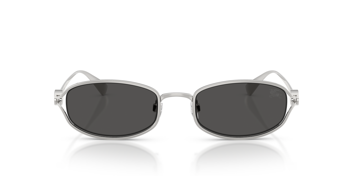 Burberry BE3177 Sunglasses in 100587 Silver / Dark Grey lens, front view