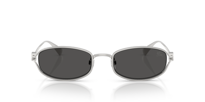 Burberry BE3177 Sunglasses in 100587 Silver / Dark Grey lens, front view