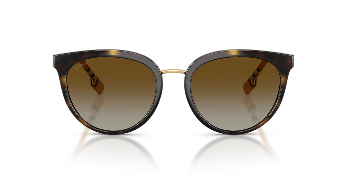 Burberry BE4316 Willow Sunglasses in 3854T5 Dark Havana / Polarized Brown Gradient lens, front view