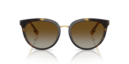 Burberry BE4316 Willow Sunglasses in 3854T5 Dark Havana / Polarized Brown Gradient lens, front view