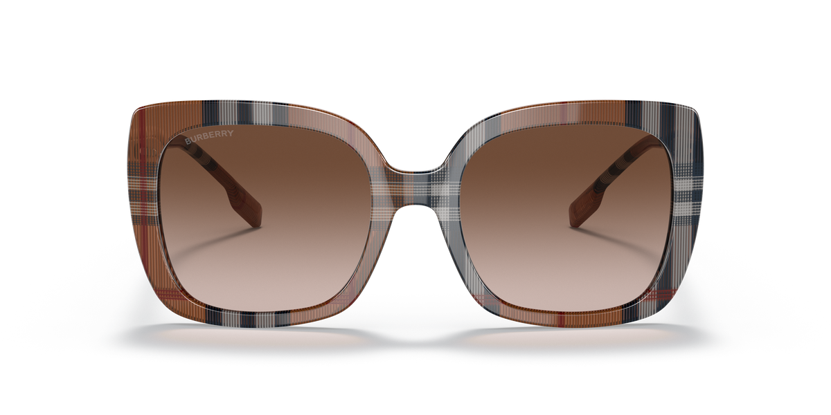 Burberry BE4323 Caroll Sunglasses in 400513 Brown Check / Gradient Brown lens, front view