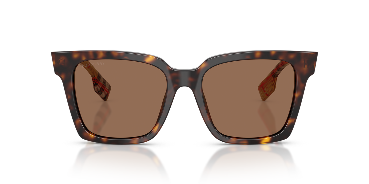 Burberry BE4335 Maple Sunglasses in 390373 Dark Havana / Dark Brown lens, front view