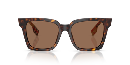 Burberry BE4335 Maple Sunglasses in 390373 Dark Havana / Dark Brown lens, front view