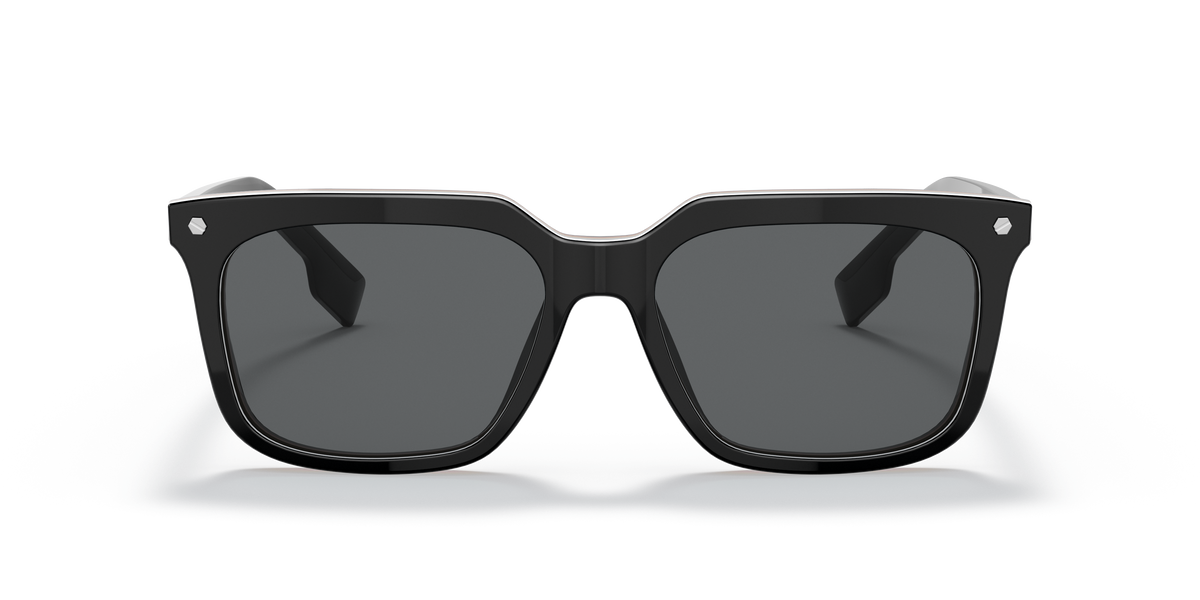 Burberry BE4337 Carnaby Sunglasses in 379887 Black / Dark Grey lens, front view