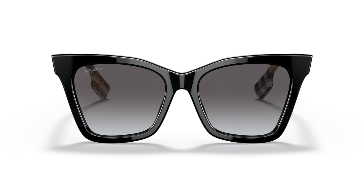 Burberry BE4346 Elsa Sunglasses in 39428G Black / Light Grey Gradient Dark Blue lens, front view