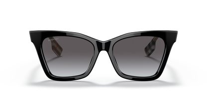Burberry BE4346 Elsa Sunglasses in 39428G Black / Light Grey Gradient Dark Blue lens, front view
