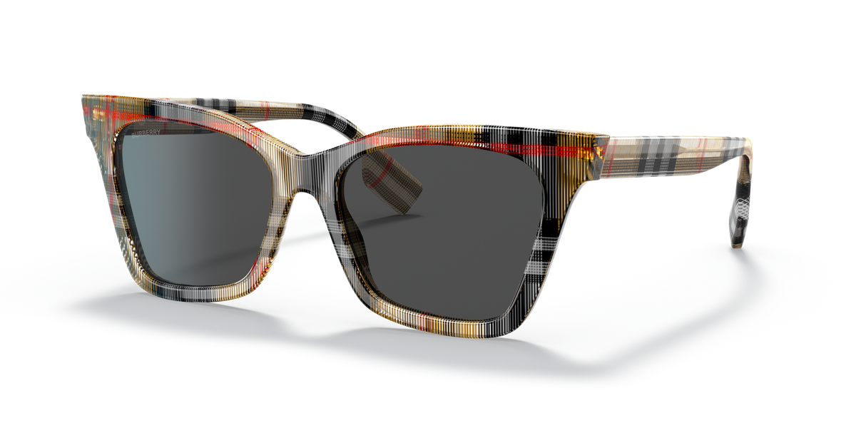 Burberry BE4346 Elsa Sunglasses in 394487 Vintage Check / Dark Grey lens