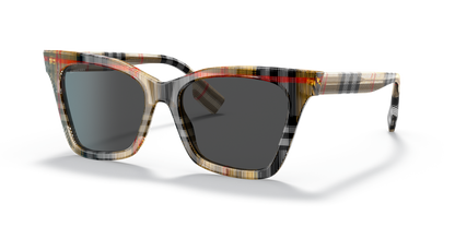 Burberry BE4346 Elsa Sunglasses in 394487 Vintage Check / Dark Grey lens