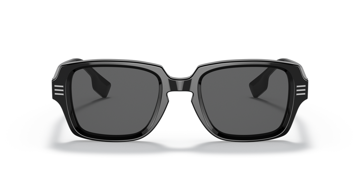 Burberry BE4349 Eldon Sunglasses in 300187 Black / Dark Grey lens, front view