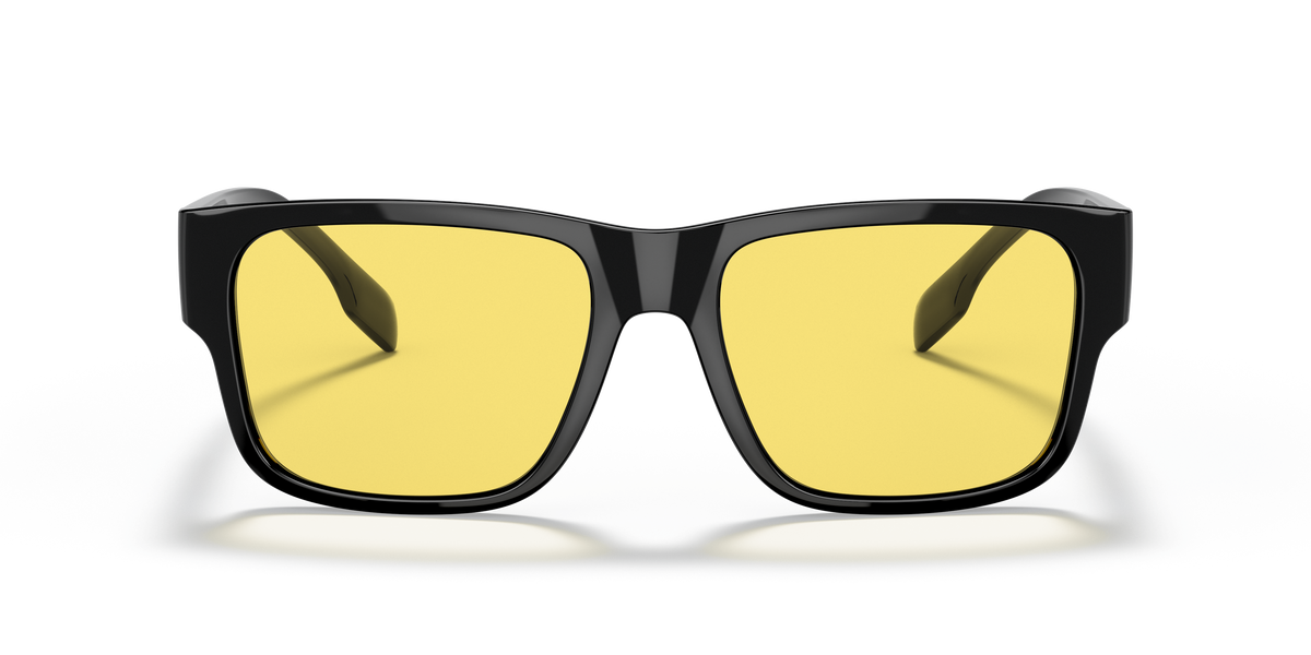 Burberry BE4358 Knight Sunglasses in 300185 Black / Yellow lens, front view