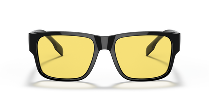 Burberry BE4358 Knight Sunglasses in 300185 Black / Yellow lens, front view