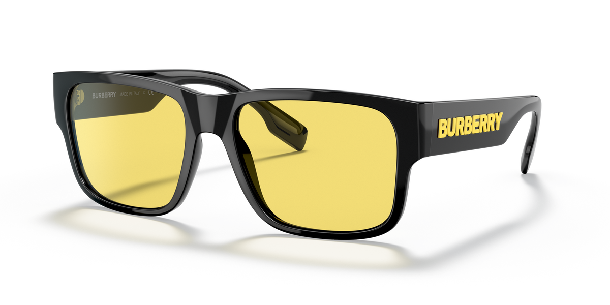 Burberry BE4358 Knight Sunglasses in 300185 Black / Yellow lens