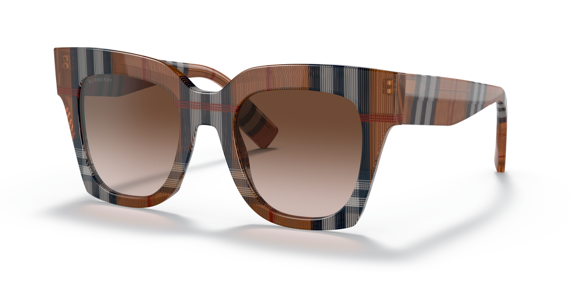 Burberry BE4364 Kitty Sunglasses in 396713 Brown Check / Brown Gradient lens