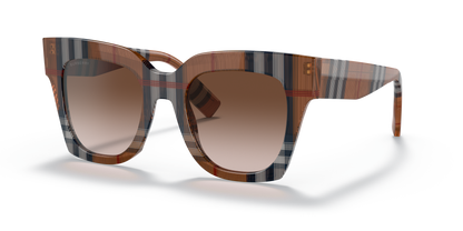 Burberry BE4364 Kitty Sunglasses in 396713 Brown Check / Brown Gradient lens