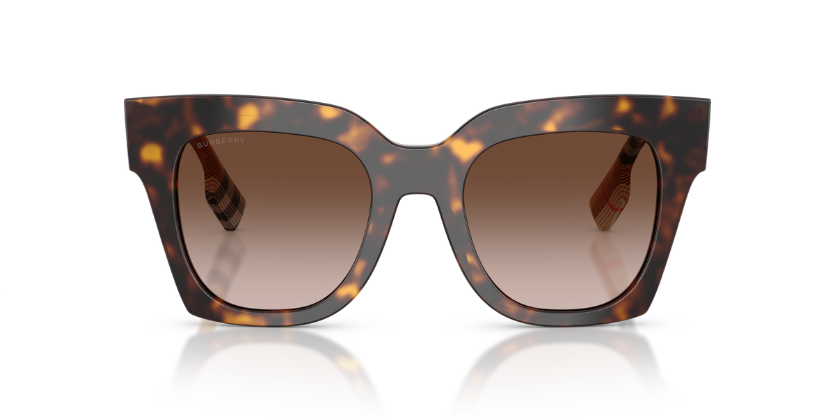 Burberry BE4364 Kitty Sunglasses in 425113 Dark Havana / Brown Gradient lens, front view
