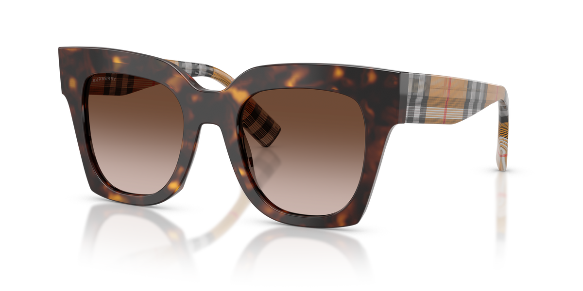 Burberry BE4364 Kitty Sunglasses in 425113 Dark Havana / Brown Gradient lens