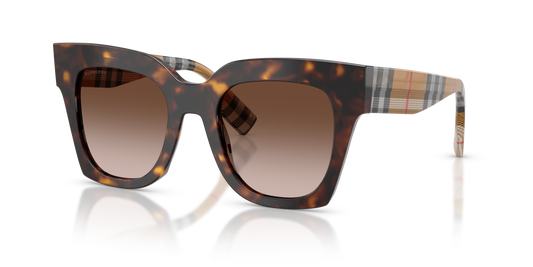 Burberry BE4364 Kitty Sunglasses in 425113 Dark Havana / Brown Gradient lens