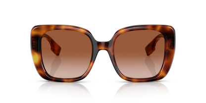 Burberry BE4371 Helena Sunglasses in 331613 Light Havana / Brown Gradient lens, front view
