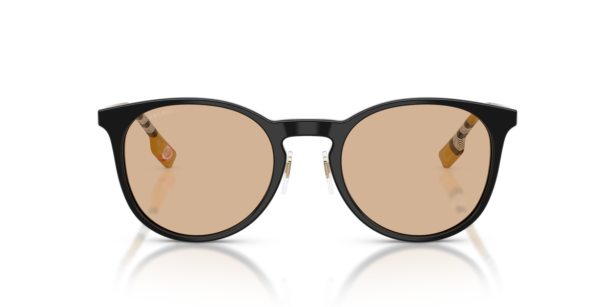 Burberry BE4380D Sunglasses in 385373 Black / Light Brown lens, front view