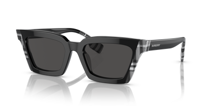 Burberry BE4392U Briar Sunglasses in 405187 Black/Check White Black / Dark Grey lens