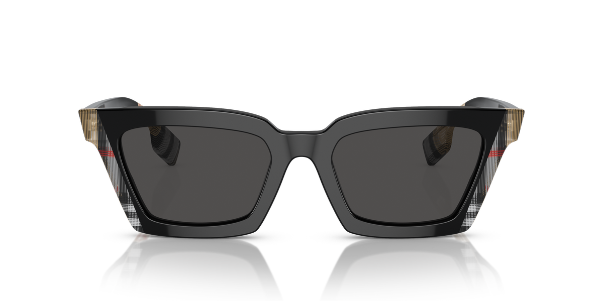 Burberry BE4392U Briar Sunglasses in 405587 Black/Vintage Check / Dark Grey lens, front view
