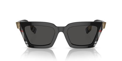 Burberry BE4392U Briar Sunglasses in 405587 Black/Vintage Check / Dark Grey lens, front view