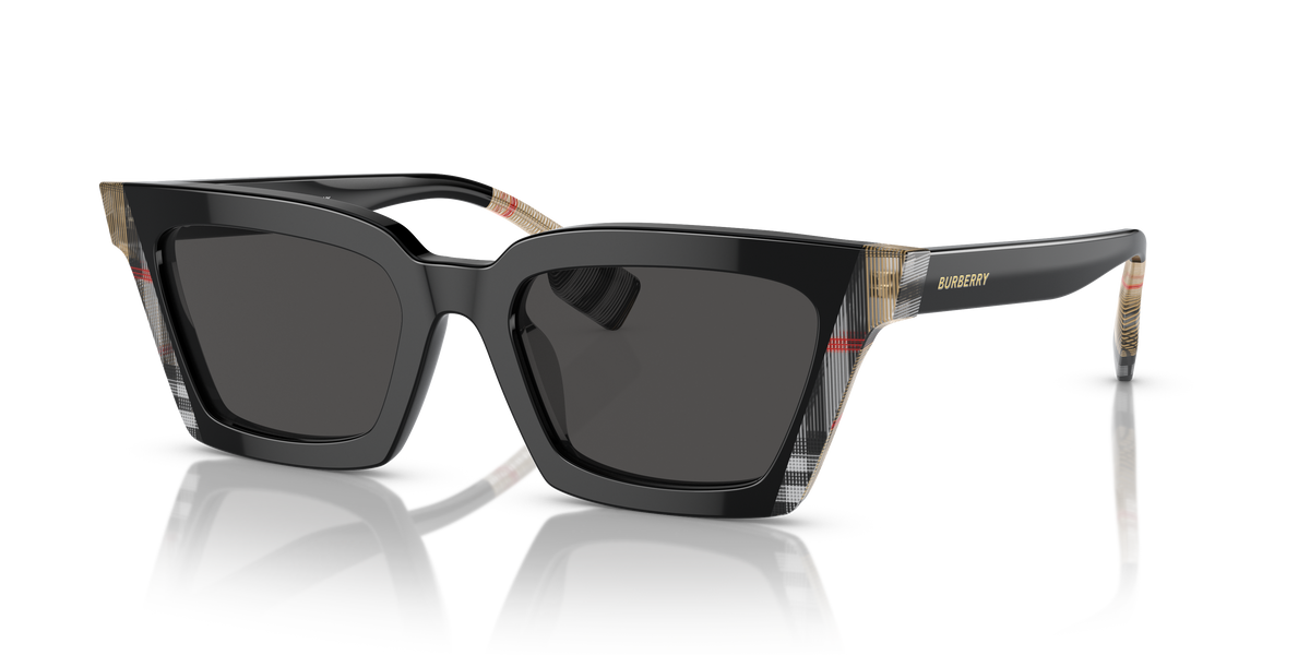 Burberry BE4392U Briar Sunglasses in 405587 Black/Vintage Check / Dark Grey lens