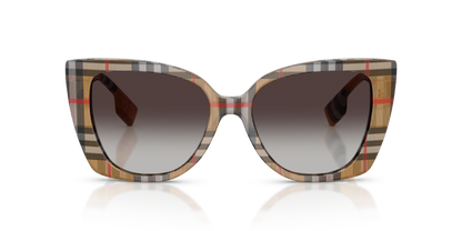 Burberry BE4393 Meryl Sunglasses in 39448G Vintage Check / Grey Gradient lens, front view