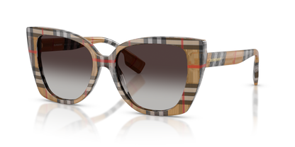 Burberry BE4393 Meryl Sunglasses in 39448G Vintage Check / Grey Gradient lens