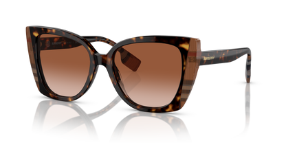 Burberry BE4393 Meryl Sunglasses in 405313 Dark Havana/Check Brown / Brown Gradient lens