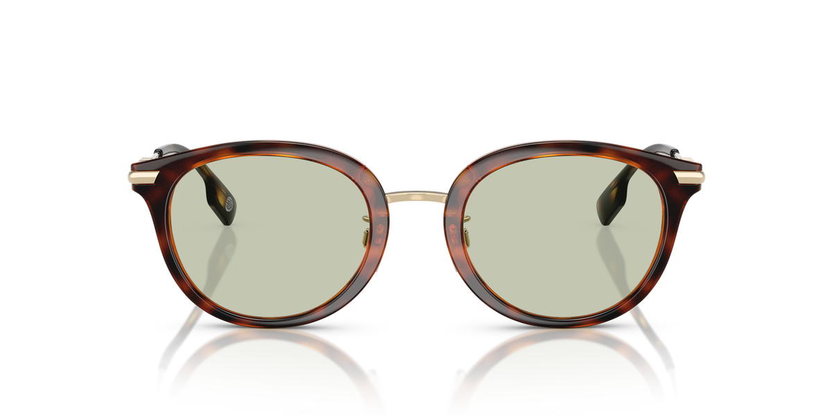 Burberry BE4398D Kelsey Sunglasses in 3002/2 Dark Havana / Light Green lens, front view