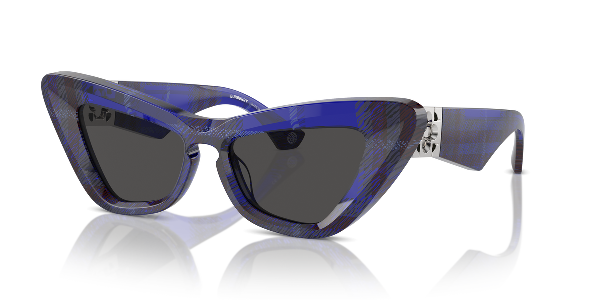 Burberry BE4421U Sunglasses in 411487 Check Blue / Dark Grey lens