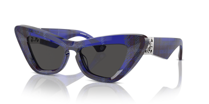 Burberry BE4421U Sunglasses in 411487 Check Blue / Dark Grey lens