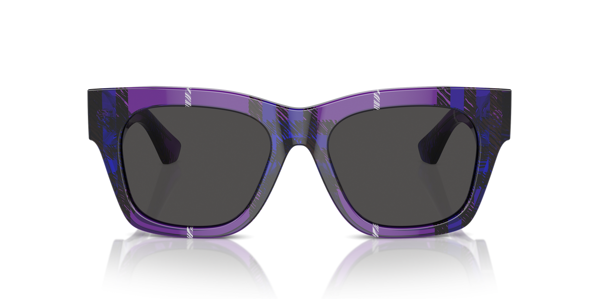 Burberry BE4424 Sunglasses in 411387 Check Violet / Dark Grey lens, front view