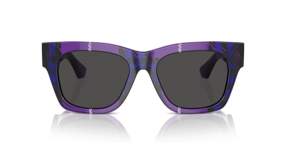 Burberry BE4424 Sunglasses in 411387 Check Violet / Dark Grey lens, front view