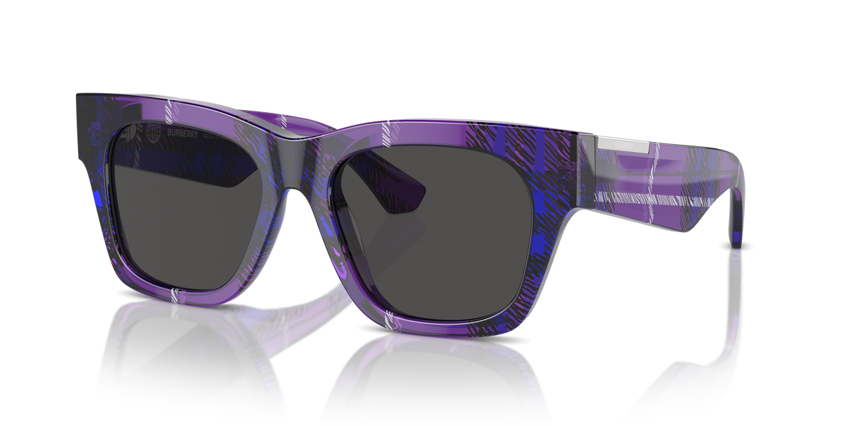Burberry BE4424 Sunglasses in 411387 Check Violet / Dark Grey lens