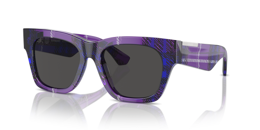Burberry BE4424 Sunglasses in 411387 Check Violet / Dark Grey lens
