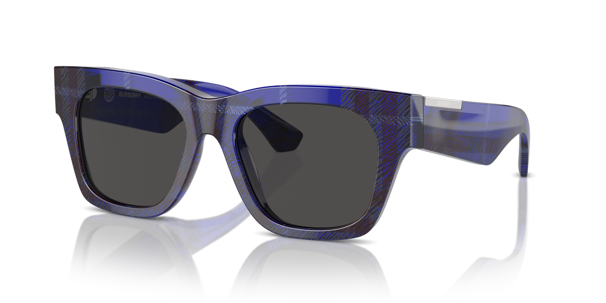 Burberry BE4424 Sunglasses in 411487 Check Blue / Dark Grey lens